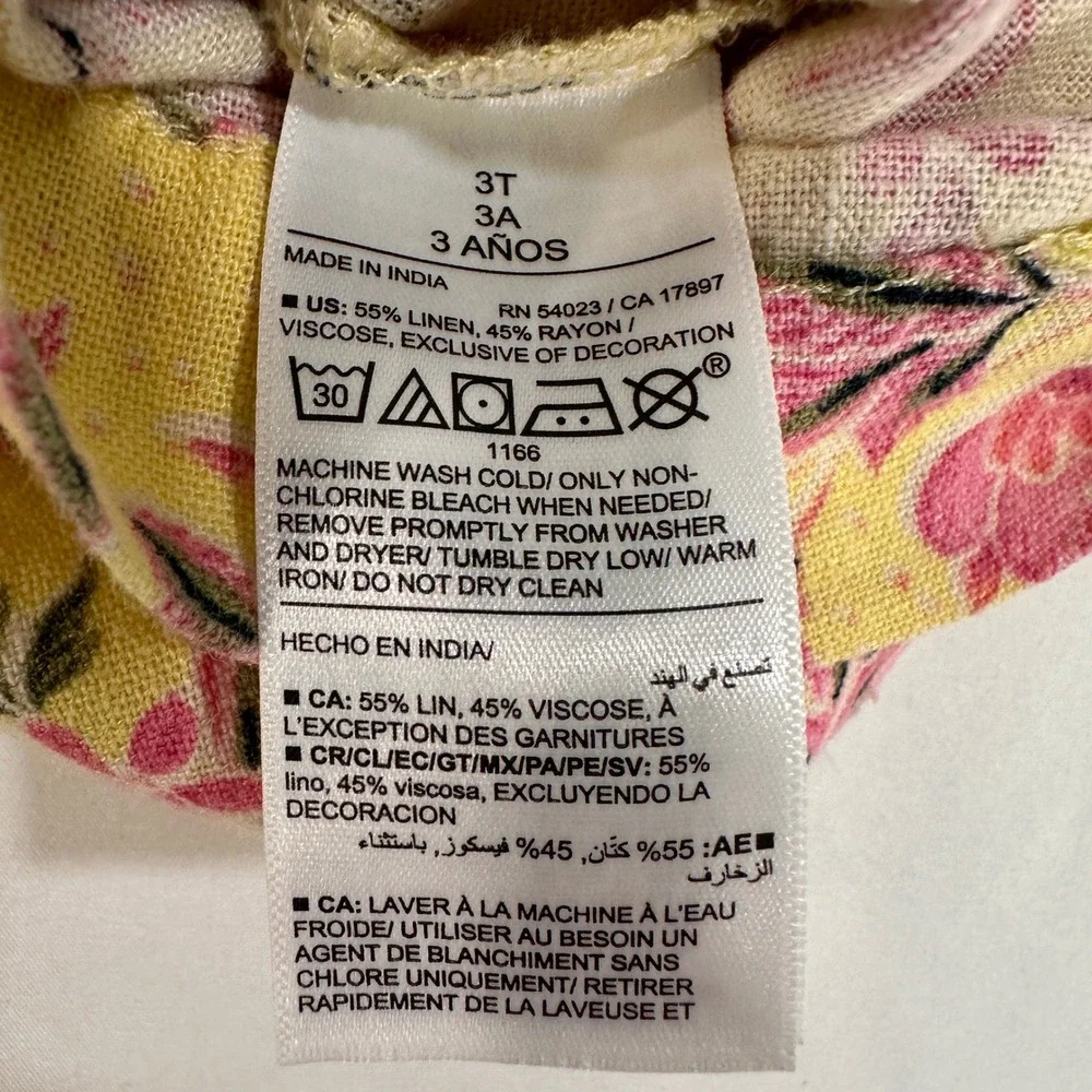 Old Navy Floral Flutter Sleeve‎ Jumpsuit Toddler 3T Yellow Linen Blend | Boho